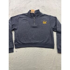 Cal UC Berkeley Cropped Quarter Zip Sweatshirt Womens Medium Rivalry Threads